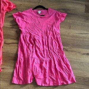 J. Crew Bright Pink Tiered Cotton Sundress